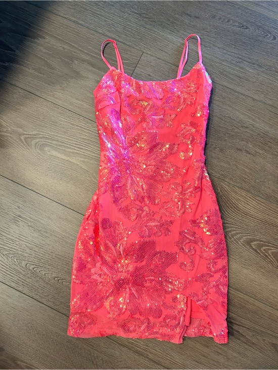 Crystal Doll Dresses & Skirts - Crystal Doll Hot Pink Sequin Floral Slip Dress
